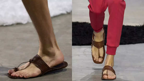 Close-up of Prada's controversial sandal design